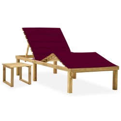 Chaise longue de jardin avec table et coussin Pin imprégné 551570551570