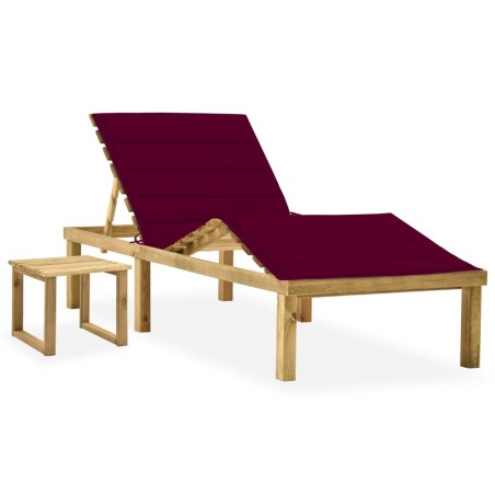 Chaise longue de jardin avec table et coussin Pin imprégné 551570551570