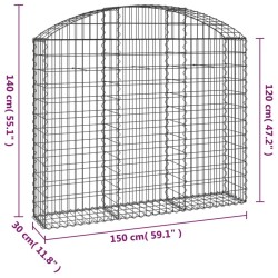Panier de gabions arqué 150x30x120/140 cm Fer galvanisé 551573551573