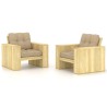 Chaises de jardin lot de 2 avec coussins beige Pin imprégné 551587551587