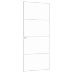 Porte d'intérieur Blanc 83x201,5 cm Trempé verre aluminium fin 551593551593
