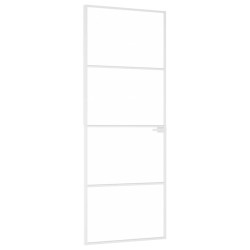Porte d'intérieur Blanc 76x201,5 cm Trempé verre aluminium fin 551594551594