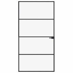 Porte d'intérieur Noir 102x201,5 cm Trempé verre aluminium fin 551595551595