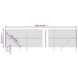 Clôture à mailles losangées avec ancrage anthracite 2,2x25 m 551605551605