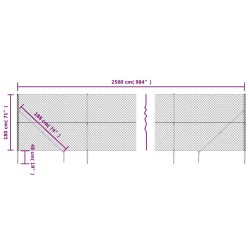 Clôture à mailles losangées avec ancrage anthracite 1,8x25 m 551608551608