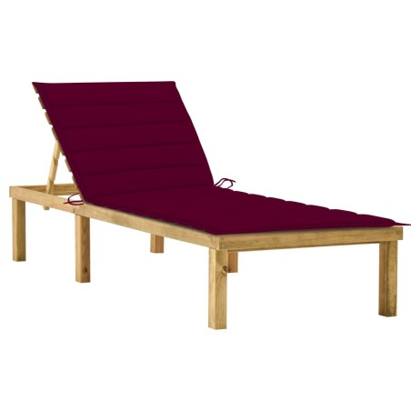 Chaise longue avec coussin bordeaux Bois de pin imprégné 551611551611
