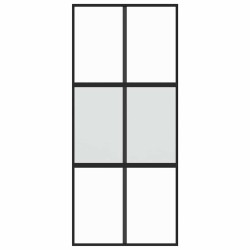 Porte coulissante noir 90x205 cm verre trempé aluminium 551618551618