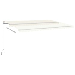 Auvent manuel rétractable avec LED 500x300 cm Crème 551635551635