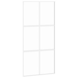 Porte coulissante blanc 102,5x205 cm verre trempé aluminium 551640551640