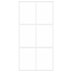 Porte coulissante blanc 102,5x205 cm verre trempé aluminium 551640551640