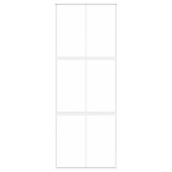 Porte coulissante blanc 76x205 cm verre trempé aluminium 551641551641