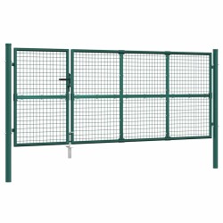 Portail de jardin grillagé vert 350 x 125 cm en acier galvanisé 551648551648