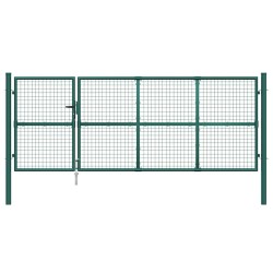 Portail de jardin grillagé vert 350 x 125 cm en acier galvanisé 551648551648