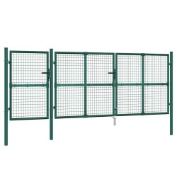 Portail de jardin grillagé vert 400 x 125 cm en acier galvanisé 551658551658