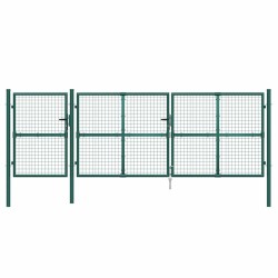 Portail de jardin grillagé vert 400 x 125 cm en acier galvanisé 551658551658