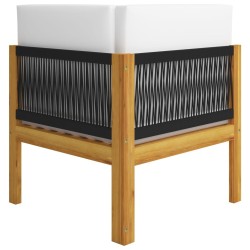 Banc de jardin 2 places avec coussins en bois d'acacia et corde 551697551697