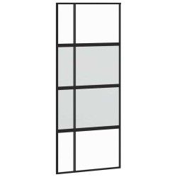 Porte coulissante noir 90x205 cm verre trempé aluminium 551718551718