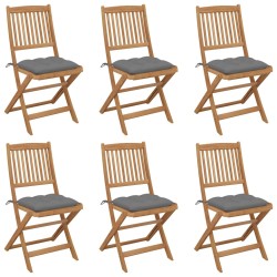 Chaises pliables de jardin lot de 6 avec coussins Bois d'acacia 551730551730