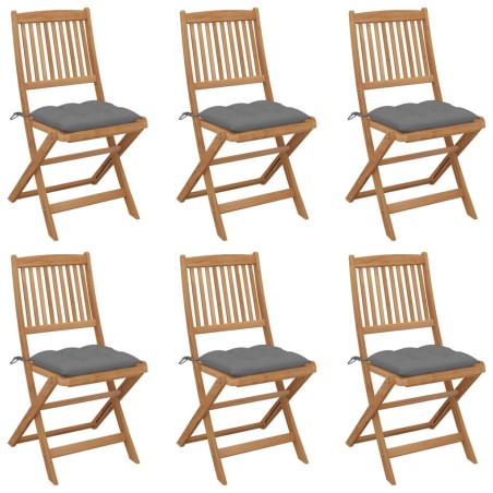 Chaises pliables de jardin lot de 6 avec coussins Bois d'acacia 551730551730