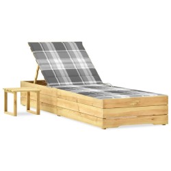 Chaise longue de jardin avec table et coussin Pin imprégné 551742551742