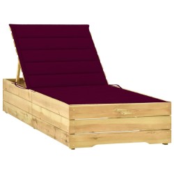 Chaise longue avec coussin bordeaux Bois de pin imprégné 551743551743
