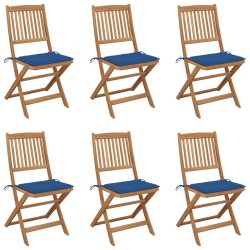 Chaises pliables de jardin lot de 6 avec coussins Bois d'acacia 551745551745