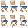 Chaises pliables de jardin lot de 6 avec coussins Bois d'acacia 551745551745
