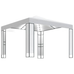 Tonnelle avec double toit et lumières LED 3x3 m Blanc 551747551747