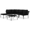 Salon de jardin 6 pcs avec coussins Noir PVC 551787551787