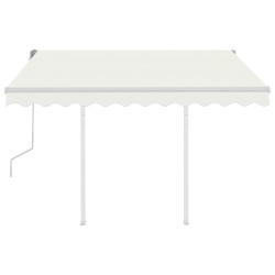 Auvent manuel rétractable avec poteaux 3,5x2,5 m Crème 551804551804