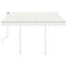 Auvent manuel rétractable avec poteaux 3,5x2,5 m Crème 551804551804