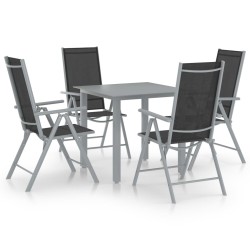 Ensemble à manger de jardin 5 pcs aluminium argenté et noir 551815551815