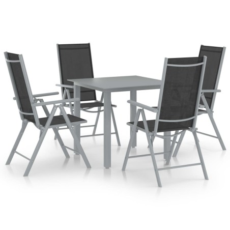 Ensemble à manger de jardin 5 pcs aluminium argenté et noir 551815551815
