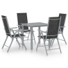 Ensemble à manger de jardin 5 pcs aluminium argenté et noir 551815551815