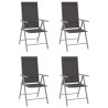 Ensemble à manger de jardin 5 pcs aluminium argenté et noir 551815551815