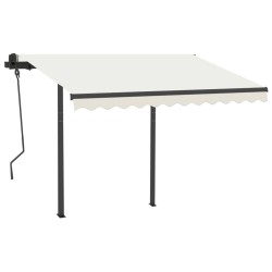 Auvent rétractable automatique et poteaux 3,5x2,5 m Crème 551832551832