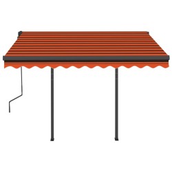 Auvent rétractable automatique poteaux 3,5x2,5 m Orange marron 551841551841