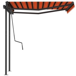 Auvent rétractable automatique poteaux 3,5x2,5 m Orange marron 551841551841