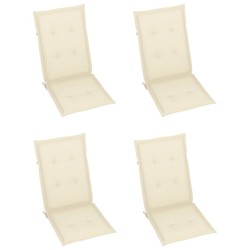Chaises de jardin lot de 4 avec coussins crème Bois teck solide 551848551848