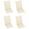 Chaises de jardin lot de 4 avec coussins crème Bois teck solide 551848551848