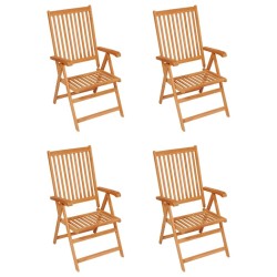 Chaises de jardin lot de 4 avec coussins gris Bois teck solide 551849551849
