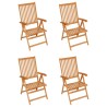 Chaises de jardin lot de 4 avec coussins gris Bois teck solide 551849551849