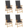 Chaises de jardin lot de 4 avec coussins anthracite Teck solide 551850551850