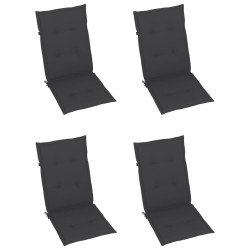 Chaises de jardin lot de 4 avec coussins anthracite Teck solide 551850551850