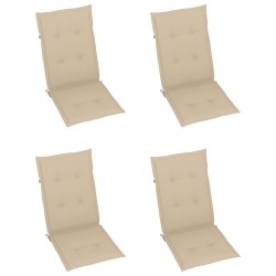Chaises de jardin lot de 4 avec coussins beige Bois teck solide 551858551858
