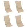 Chaises de jardin lot de 4 avec coussins beige Bois teck solide 551858551858