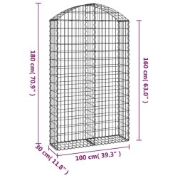 Panier de gabions arqué 100x30x160/180 cm Fer galvanisé 551878551878