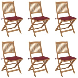 Chaises pliables de jardin lot de 6 avec coussins Bois d'acacia 551883551883