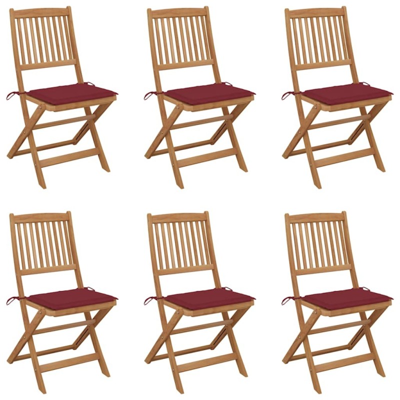 Chaises pliables de jardin lot de 6 avec coussins Bois d'acacia 551883551883