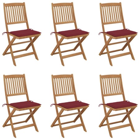 Chaises pliables de jardin lot de 6 avec coussins Bois d'acacia 551883551883